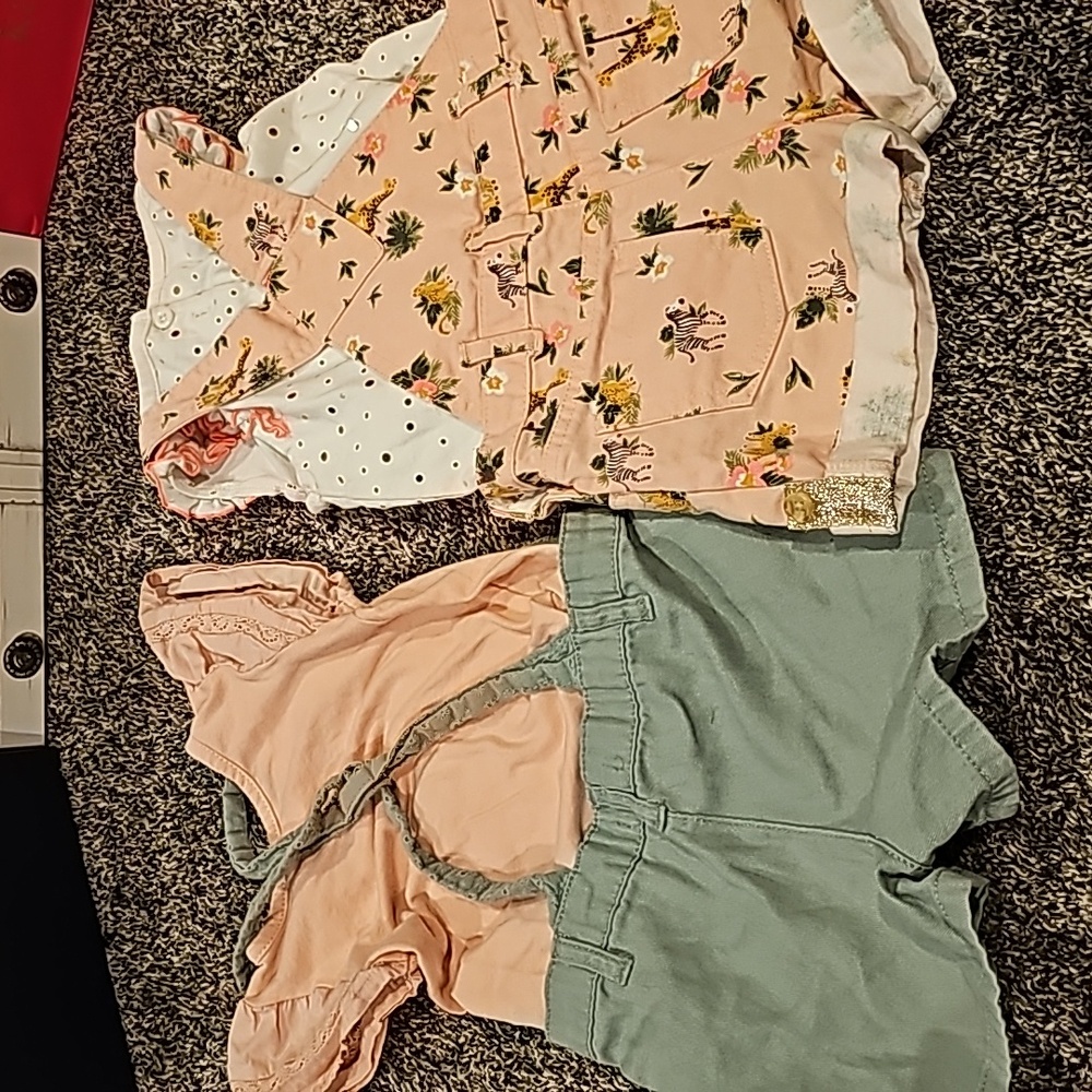 Tahari Toddler Girls Floral Overall set & little Lass safari Overall set - Picture 4 of 8